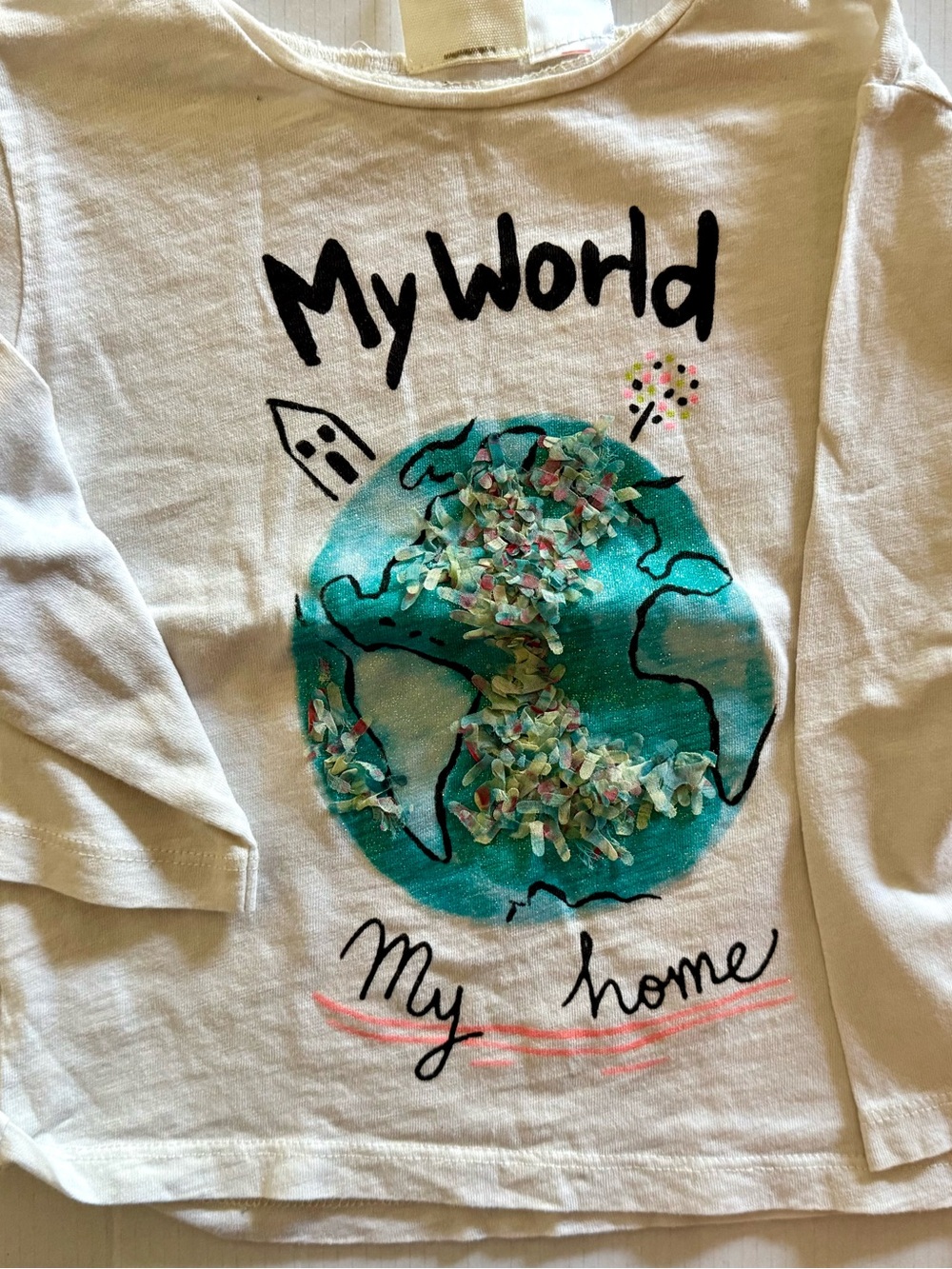 Zara My World My Home Teal Earth Graphic Wall Art